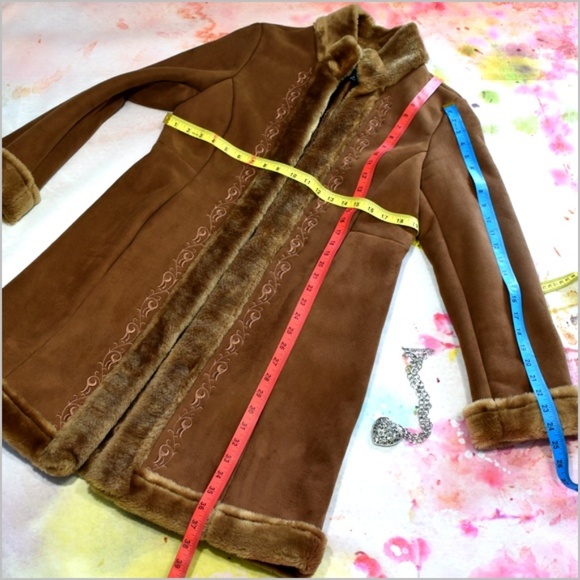 New York & Company Brown Faux Fur Trim Coat - Picture 4 of 8